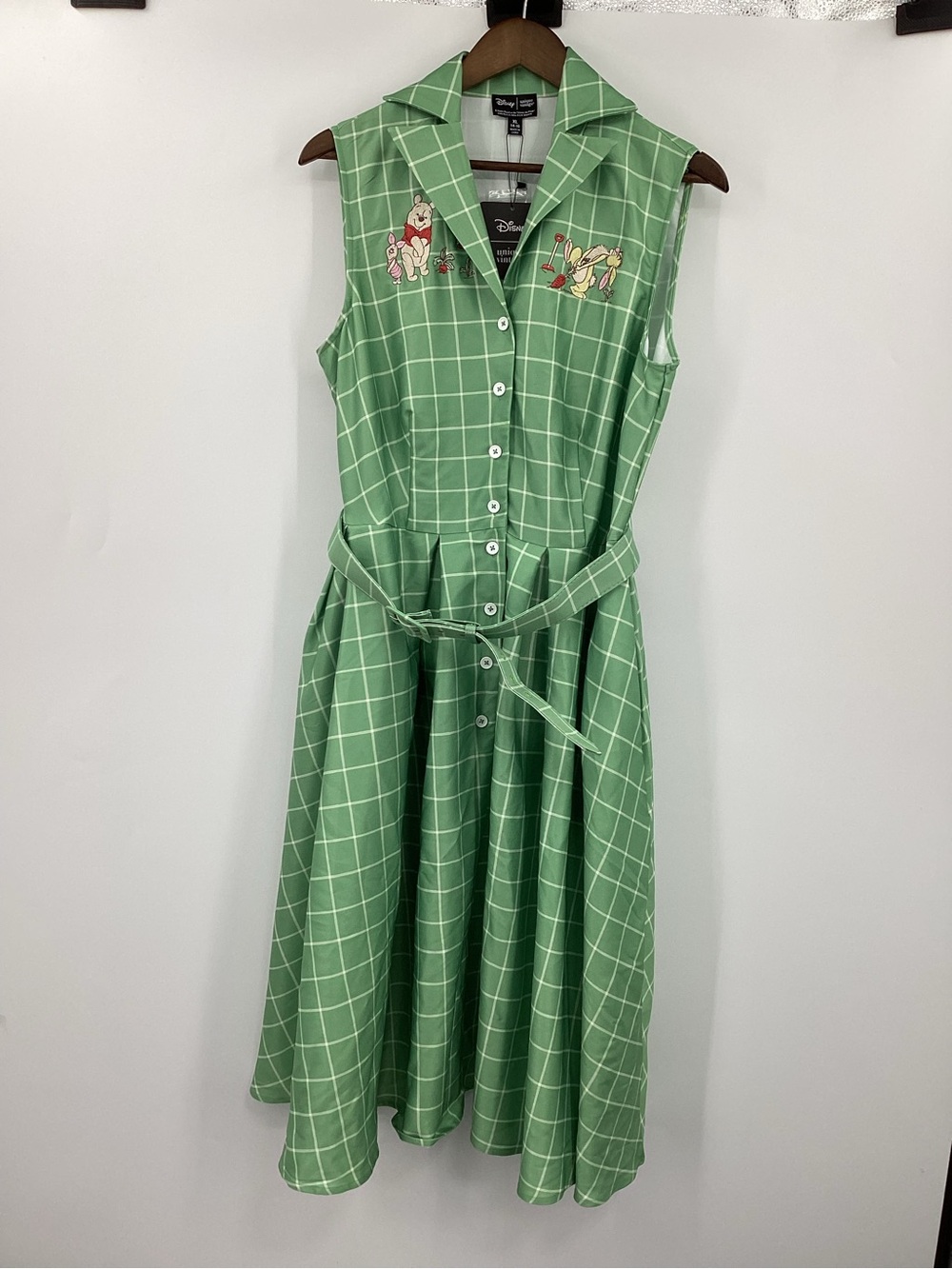 Disney Winnie the Pooh Unique Vintage Green Plaid Dress - Picture 2 of 14